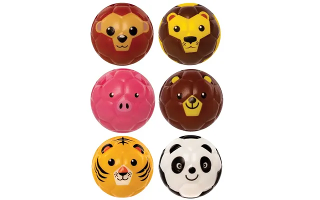 Animal Squeezy Balls Pack Of 6 6 Assorted Animals - Monkey, Panda, Lion, Pig, Bear & Tiger, Soft & Sensory Toys