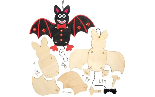 Bat Wooden Puppet Kits Pack Of 4 Halloween Crafts - Assemble & Decorate