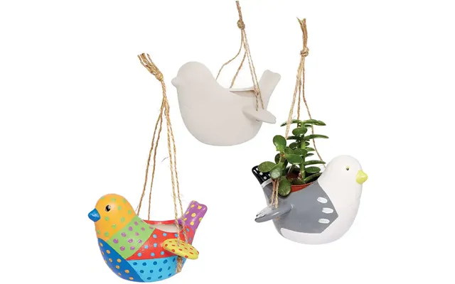 Bird Ceramic Hanging Flowerpots Box Of 3 13cm X 9cm - Paint Your Own Ceramics