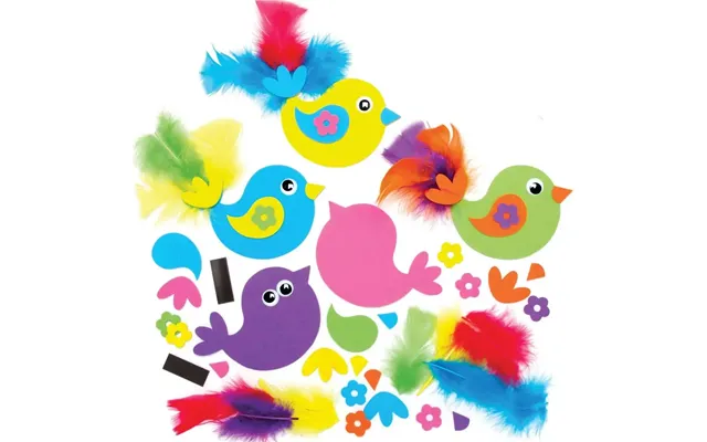 Bird Mix & Match Magnet Kits Pack Of 8 Art Craft Kits 6 Assorted Colours - Orange, Blue, Pink, Purple, Green & Yellow