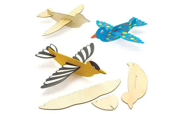 Bird Wooden Flying Plane Kits Pack Of 8 Easy To Assemble - 1 Glider Design 20cm Long