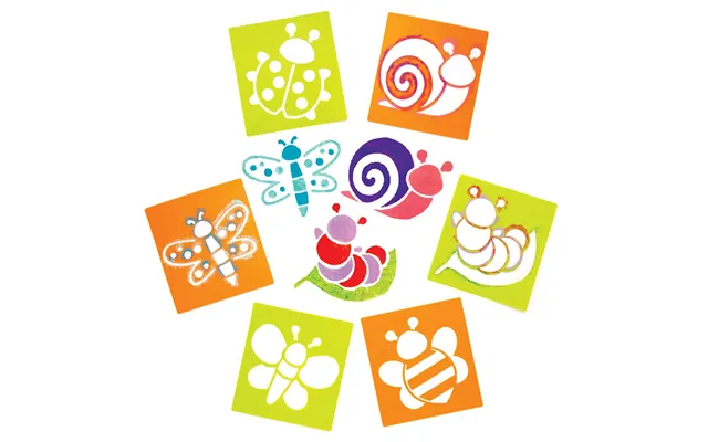 Bug Stencils Pack Of 6 Art Supplies, Art Materials 2 Stencil Colours - Orange & Green