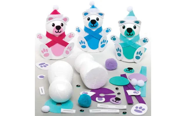 Build A Snow Bear Kits Pack Of 4 Christmas Crafts 4 Colours -blue - Pink
