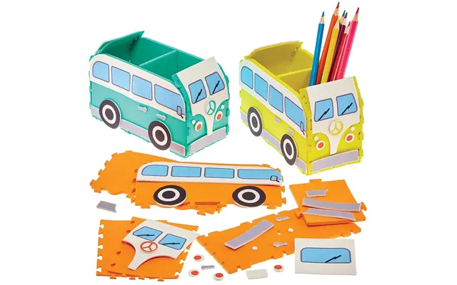 Camper Van Pen Pot Kits Pack Of 3 3 Assorted Colours - Foam Kits