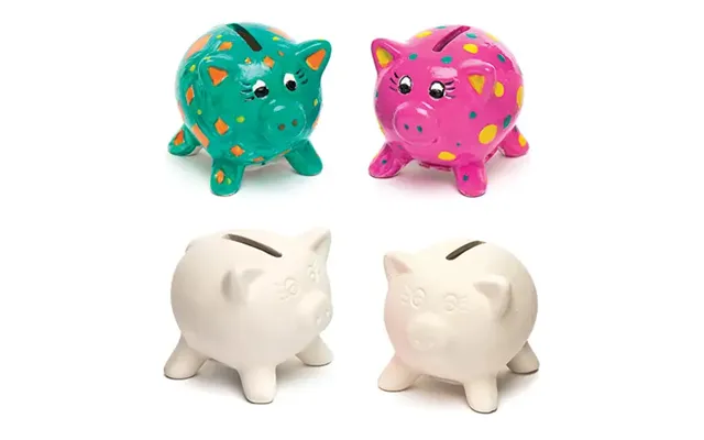 Ceramic Piggy Banks Pack Of 4 Decoration Craft Kits - Size 7