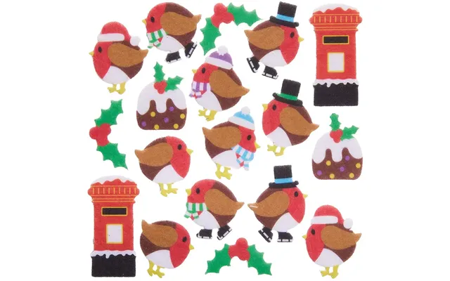 Christmas Robin Felt Stickers Pack Of 100 10 Assorted Designs - Self-adhesive Felt product image