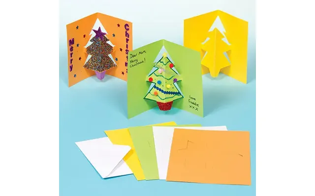 Christmas Tree Pop-out Greeting Cards Pack Of 8 Christmas Crafts - Envelopes Included