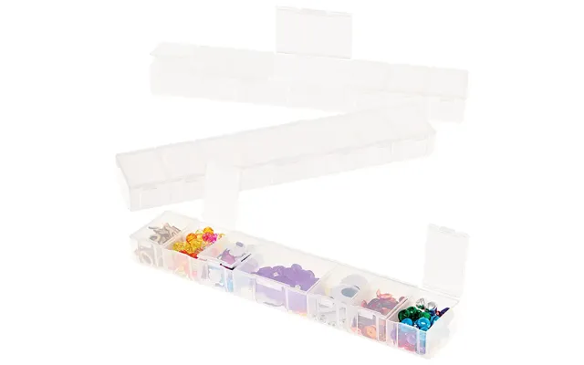 Compartment Storage Box Strip Pack Of 3 24cm X 4.5cm X 2.5cm - 7 Small Compartments
