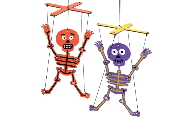 Dancing Skeleton Wooden Marionette Kits Pack Of 3 Halloween Crafts - Size 30cm