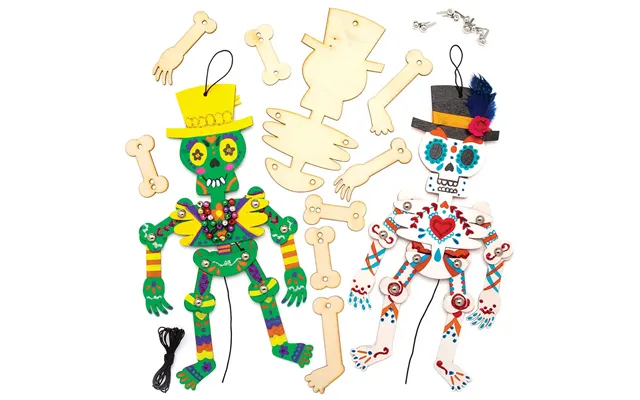 Day Of The Dead Wooden Puppet Kits Pack Of 4 Halloween Crafts