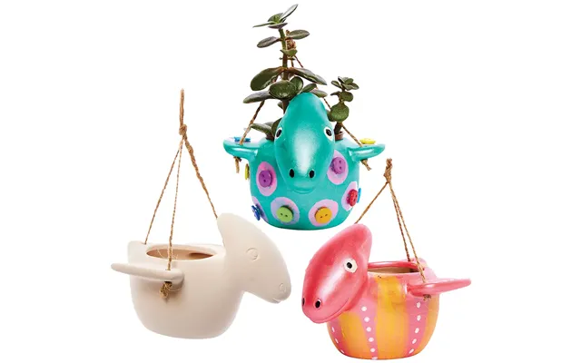 Dinosaur Ceramic Hanging Flowerpots Box Of 2 Nature Craft Kits