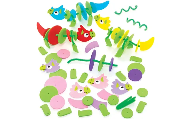 Dinosaur Stacking Kits Pack Of 5 Art Craft Kits 5 Dinosaur Colours - Pink, Yellow, Blue, Purple & Red product image