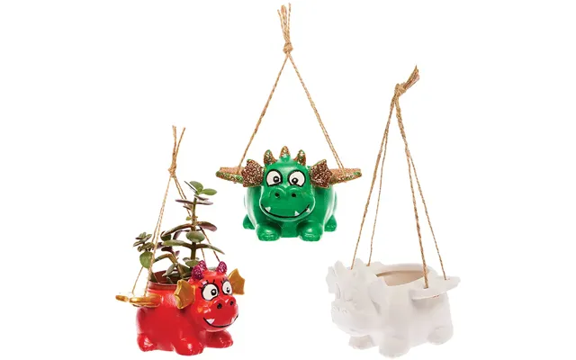 Dragon Ceramic Hanging Flowerpots Box Of 2 Chinese New Year Crafts - Hanging String Included