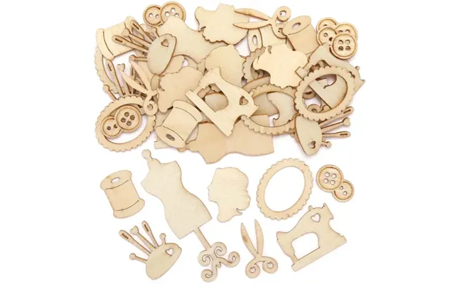 Dressmaker Mini Wooden Shapes Pack Of 64 Craft Blanks & Bases