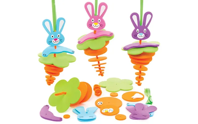 Easter Bunny Stacking Decoration Kits Pack Of 6 Easter Crafts For Kids 3 Bunny Colours - Pink, Blue & Purple product image