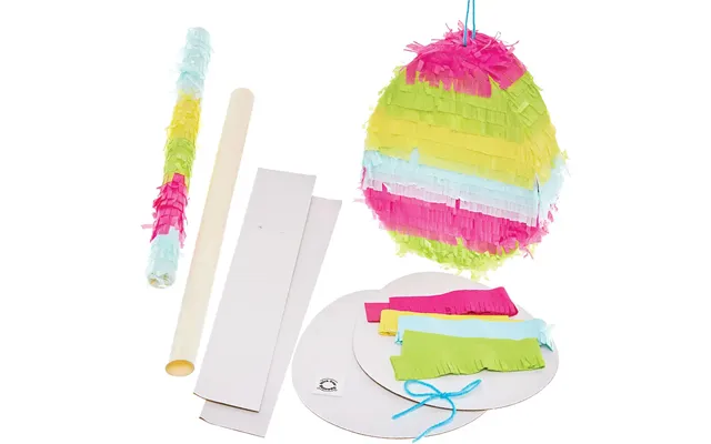 Easter Egg Pinata Kit Each 4 Assorted Colour Strips - Pink, Blue, Green & Yellow