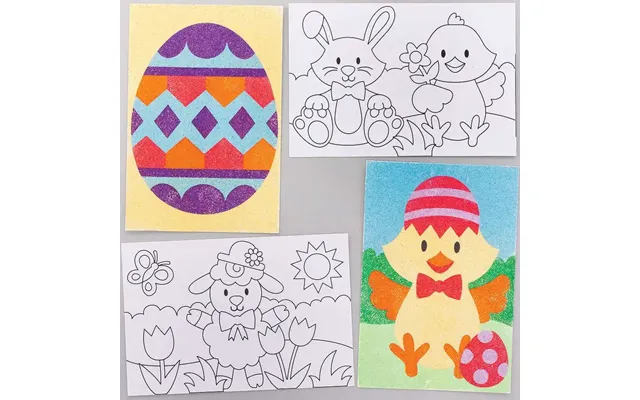 Easter Sand Art Pictures Pack Of 10 Chicks - Eggs & Bunnies
