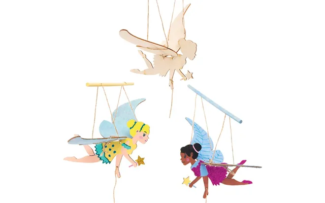 Fairy Wooden Flying Puppet Kits Pack Of 3 1 Design - 22.5cm Long