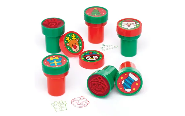 Festive Self-inking Stampers Pack Of 10 Christmas Craft Supplies 2 Assorted Ink Colours - Red & Green product image