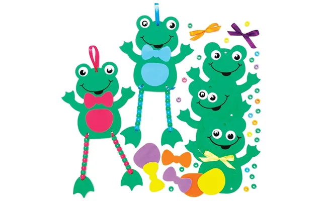 Frog Dangly Legs Decoration Kits Pack Of 5 Decoration Craft Kits 6 Assorted Bead Colours - Yellow, Blue, Pink, Orange, G