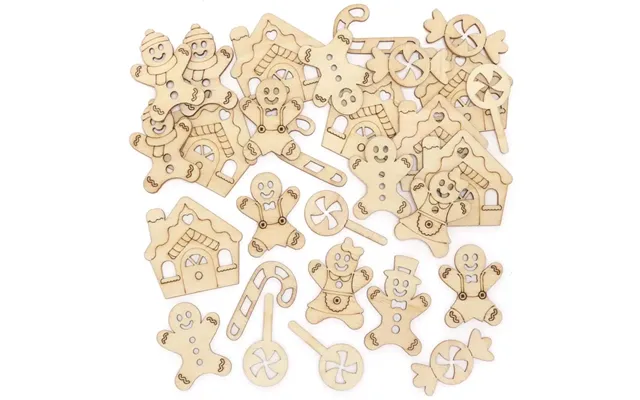 Gingerbread Man Mini Wooden Shapes Pack Of 72 Christmas Craft Supplies