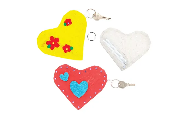 Heart Fabric Purse & Keyrings Pack Of 4 Design Your Own - Colour Or Paint