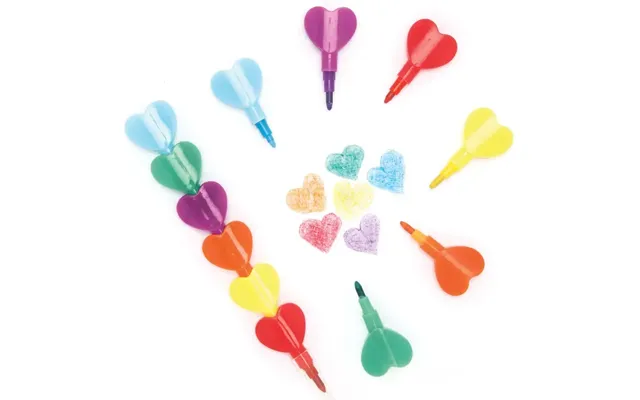 Heart Pop-a-crayons Pack Of 8 Drawing 6 Assorted Colours - Blue, Green, Purple, Orange, Yellow & Red