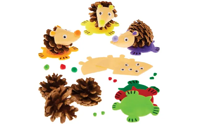 Hedgehog Pinecone Kits Pack Of 6 Natural Pinecones - Felt Pieces & Pom Poms Included product image