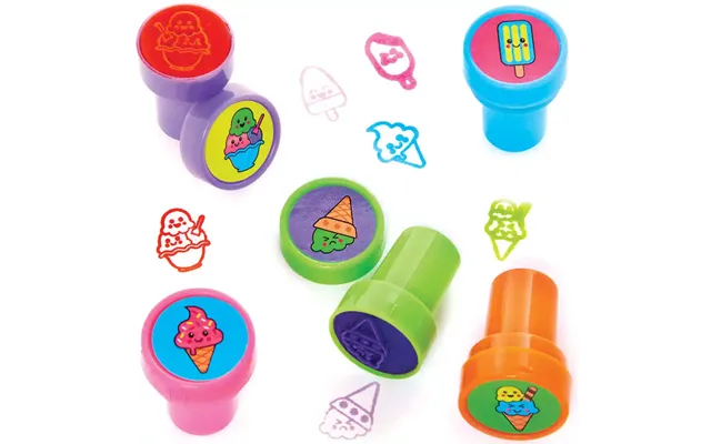 Ice Cream Self-inking Stampers Pack Of 10 Small Toys 5 Assorted Ink Colours - Blue, Pink, Orange, Green & Purple product image