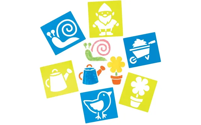 In The Garden Stencils Pack Of 8 Art Supplies, Art Materials 2 Stencil Colours - Blue & Green