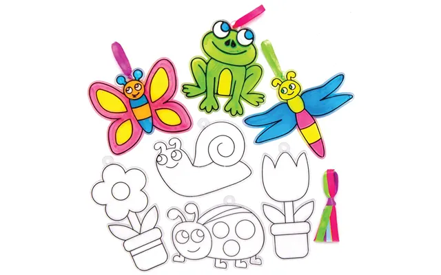 In The Garden Suncatchers Pack Of 10 Decoration Craft Kits 5 Assorted Ribbon Colours - Pink, Green, Blue, Yellow & Purpl