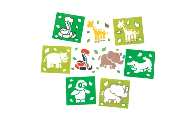 Jungle Animal Stencils Pack Of 6 Art Supplies, Art Materials Stencil Colours - Green
