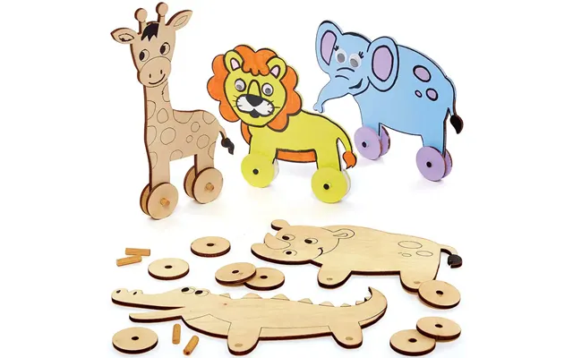 Jungle Animal Wooden Racer Kits Pack Of 5 Pocket Money Toys