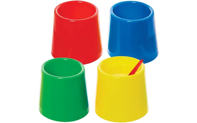 Large Non-spill Painting Water Pots Pack Of 4 Wide Base, 4 Assorted Colours - Red, Blue, Yellow & Green