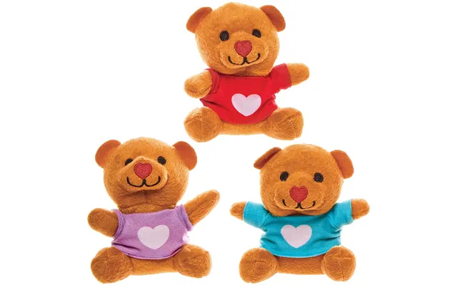 Love Heart Teddy Bear Soft Toys Pack Of 4 4 Assorted T-shirt Colours - Blue, Red, Green & Purple
