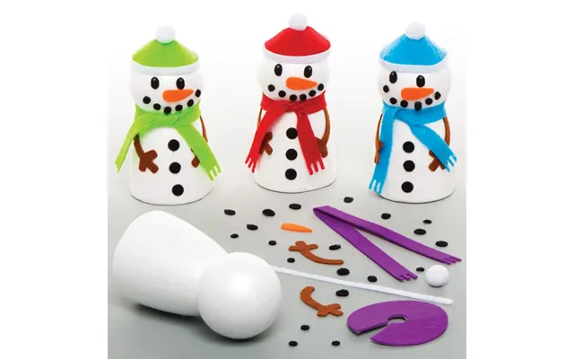 Make A Snowman Kits Pack Of 4 Christmas Crafts 4 Assorted Colours - Green, Purple, Red & Blue