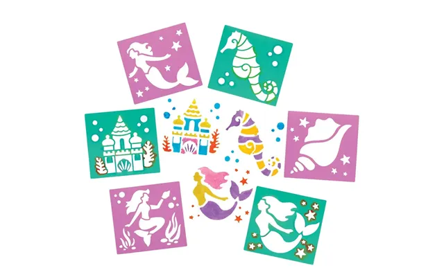 Mermaid Stencils Pack Of 8 15cm X 14cm - 8 Assorted Designs