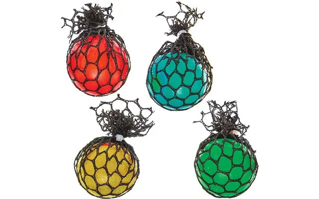 Mini Mesh Stress Balls Pack Of 8 4 Assorted Colours - Red, Yellow, Blue & Green