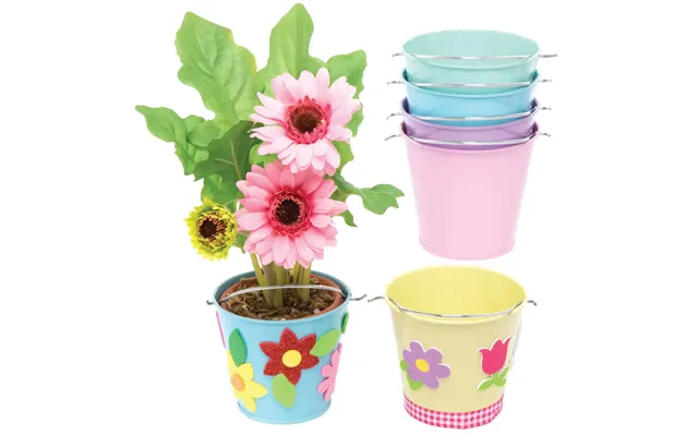 Mini Pastel Tin Buckets Pack Of 5 Art Supplies, Art Materials 5 Assorted Pastel Colours - Blue, Pink, Green, Purple & Ye