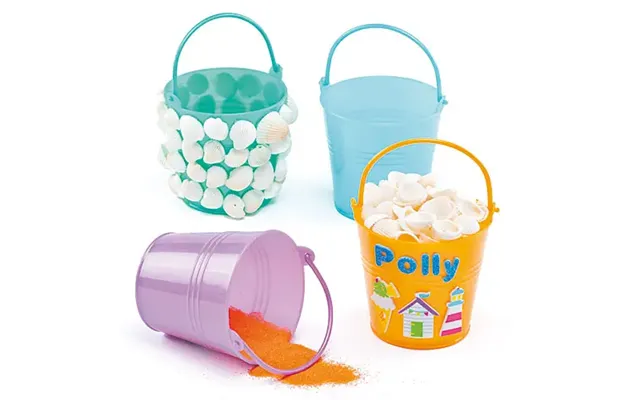Mini Plastic Buckets Pack Of 6 Height 7cm - 6 Assorted Colours