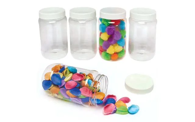 Plastic Mason Jar With Screw Lid Pack Of 6 Craft Storage - Size 13
