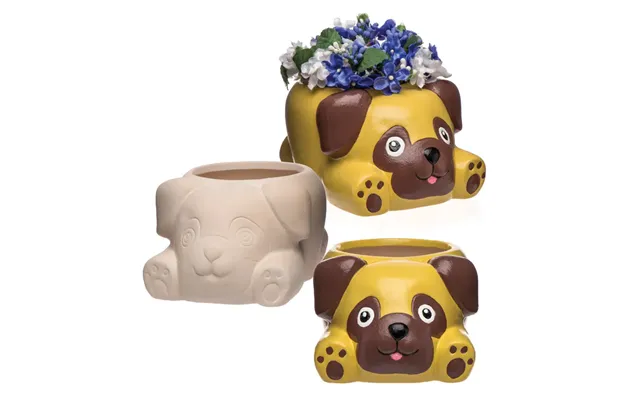 Pug Ceramic Flowerpots Box Of 2 Nature Craft Kits