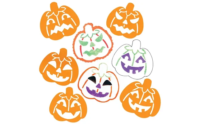 Pumpkin Stencils Pack Of 8 Halloween Craft Supplies 1 Colour - Orange