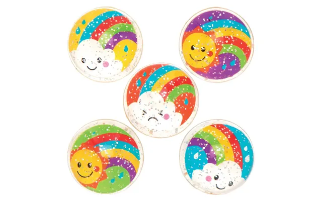 Rainbow Glitter Bouncy Balls Pack Of 10 Pocket Money Toys