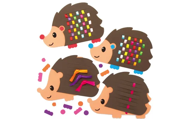 Rainbow Hedgehog Weaving Kits Pack Of 6 8 Assorted Ribbon Colours - Size 19cm X 12 product image