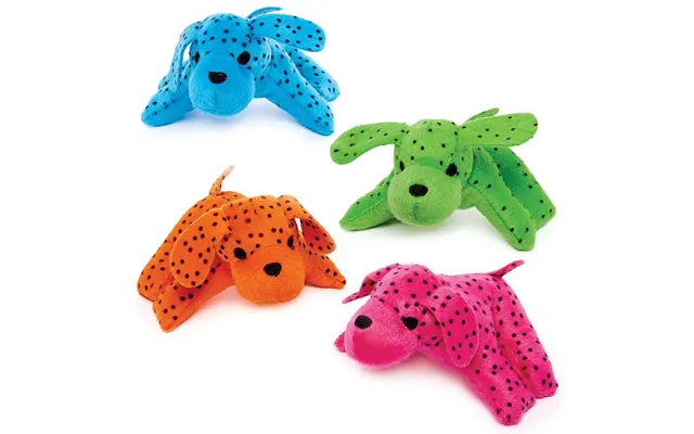 Rainbow Spotty Dog Plush Pals Pack Of 4 Soft & Sensory Toys 4 Assorted Colours - Pink, Blue, Green & Orange