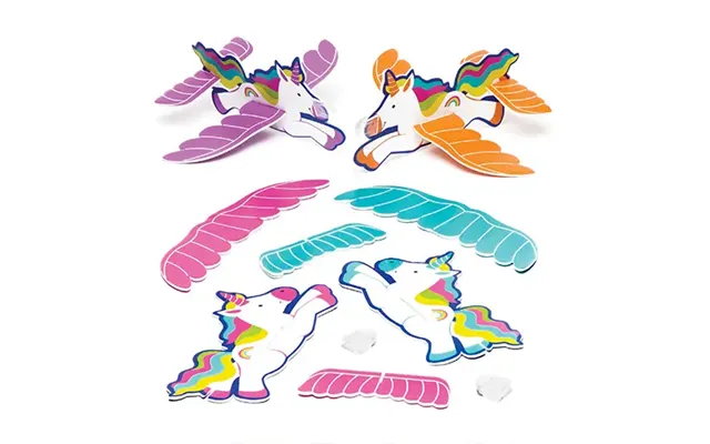 Rainbow Unicorn Gliders Pack Of 8 Pocket Money Toys 4 Assorted Colours - Purple, Turquoise, Orange & Pink