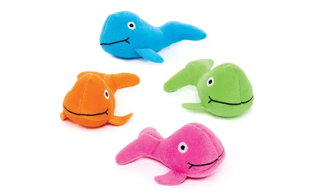 Rainbow Whale Plush Pals Pack Of 4 Soft & Sensory Toys 4 Assorted Colours - Pink, Blue, Green & Orange