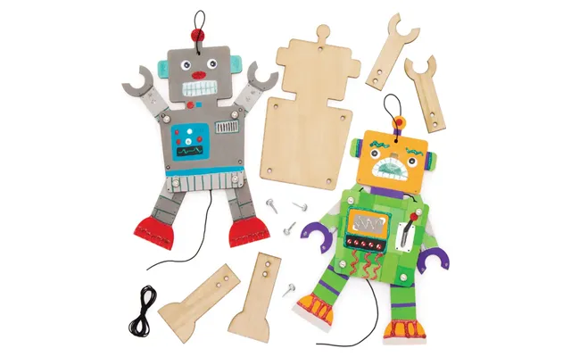 Robot Wooden Puppet Kits Pack Of 4 Decorate Your Own - Size 23cm