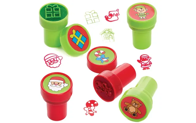 Santa’s Workshop Self-inking Stampers Pack Of 10 Christmas Craft Supplies 2 Assorted Ink Colours - Red & Green product image